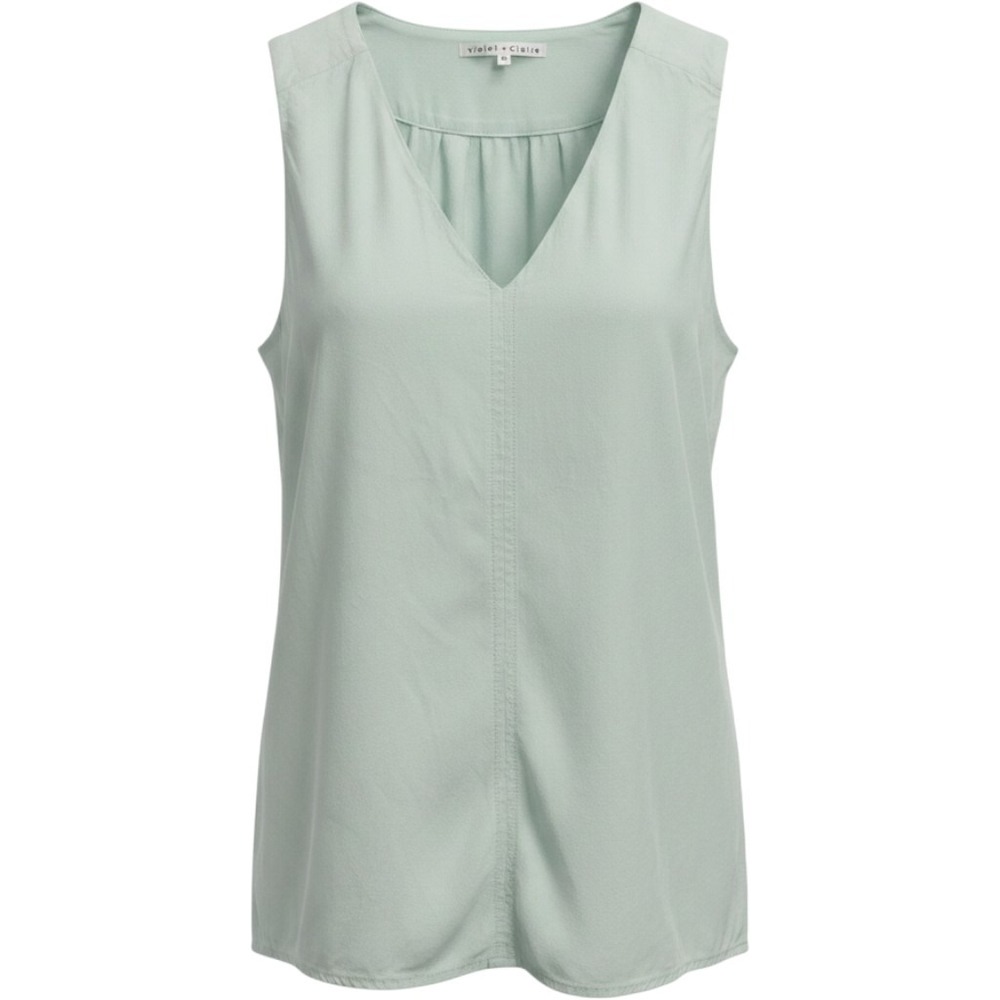 Violet + Claire Mint Green V-Neck Sleeveless Viscose Blouse Top Womens Medium
